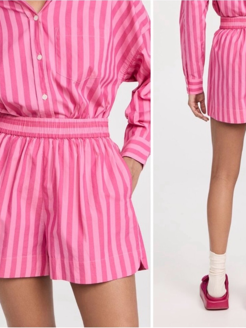 Pink Striped LMND Shorts